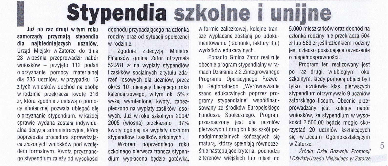 Artykuł z października 2005 "Życia Zatora"